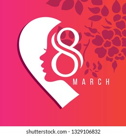 8 march Greeting card, International Happy Women's Day, 8 March holiday background, Trendy Design Template. Vector illustration, 8 March. pink Floral Greeting card. International Happy Women's Day,