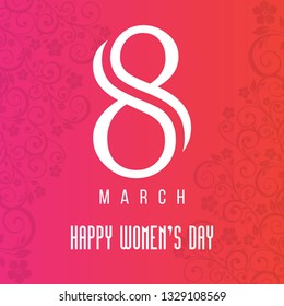 8 march Greeting card, International Happy Women's Day, 8 March holiday background, Trendy Design Template. Vector illustration, 8 March. pink Floral Greeting card. International Happy Women's Day,