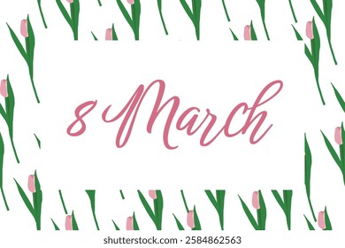 8 march greeting card. Spring holiday background