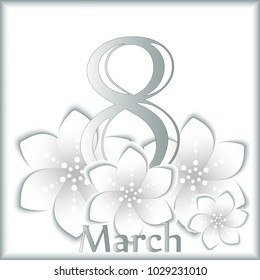 8 March greeting card template on white