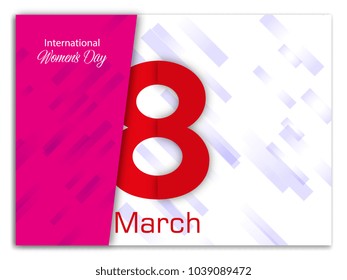 8 March greeting card template. International Women's day brochure, poster, flyer or invitation. Vector illustration.