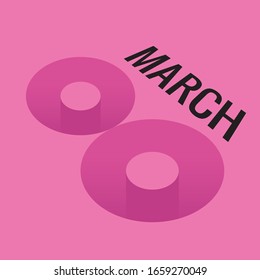  Grußkartenvorlage vom 8. März. Internationales Frauentag-Design, Hintergrund, Plakateinladung oder Broschüre. Vektorillustration.