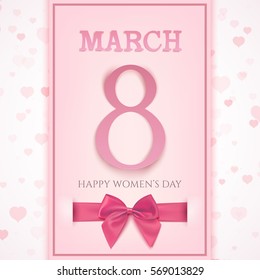 8 March greeting card template. International Women's day background or brochure. Vector illustration.