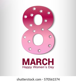 8 March greeting card template isolated on white.vector
