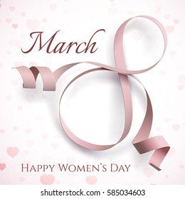 8 March greeting card template. International Women's day background, poster or brochure. Vector illustration.