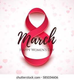 8 March greeting card template. International Women's day background, poster invitation or brochure. Vector illustration.