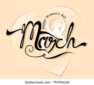 8 March greeting card template with pink bow. International Women's day background or brochure. Vector illustration.
