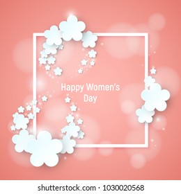 8 march. Greeting card. Vector banner design with flowers elements