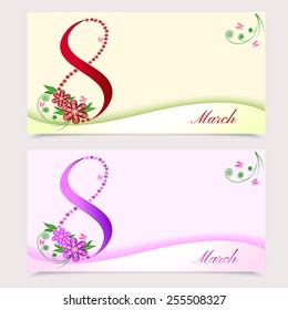 8 March. Greeting card. Vector Illustration 
