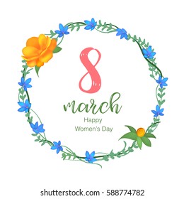 8 March greeting card. Vector illustration