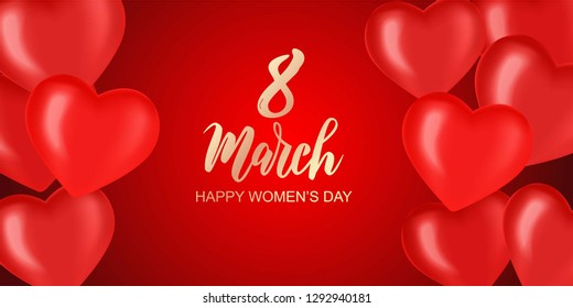 8 March  hand lettering on textured background. Vector postcard for Women’s  day as badge, icon, card, invitation, poster, banner template.