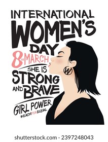 8 March, Happy International Women's Day, Women's History Month banner. Vector illustration. 