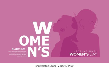 8 March, Happy International Women's Day, Women's History Month banner. Vector illustration. 