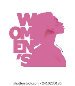 8 March, Happy International Women's Day, Women's History Month banner. Vector illustration. 