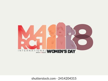 8 March, Happy International Women's Day, Women's History Month banner. Vector illustration. 