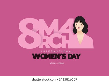 8 March, Happy International Women's Day, Women's History Month banner. Vector illustration. 