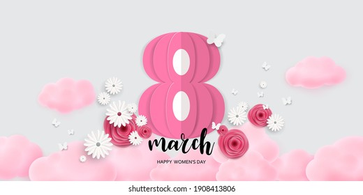 8 March. Happy Mother's Day. with flower holiday background - Vector