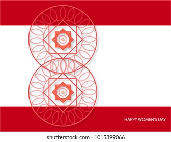 8 march happy women's day greeting card, Postcard and background design   template.