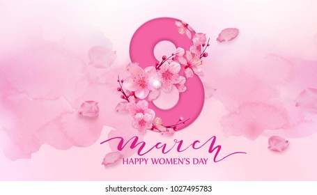 8 March Happy Womens Day Vector Stock Vector (Royalty Free) 1027495783 ...