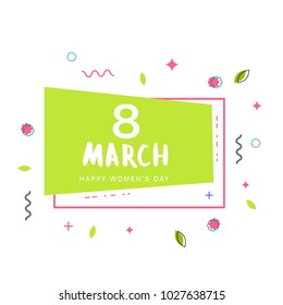 8 March. Happy women's day geometric banner.  Template for  poster, flyer, brochure, greeting card. Elements for holiday design. Vector Illustration.