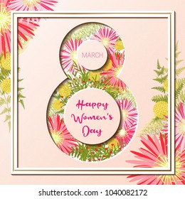 8 March Happy Women's Day Colorful Floral Greeting card