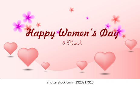 8 March happy women's day greeting card, banner, background template with love and flower decoration vector illustration