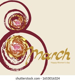 8 March happy women's day. Inscriptions. Greeting card.