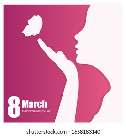 8 march. Happy Women's Day!  woman of pink 