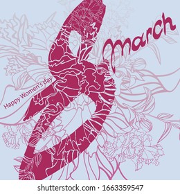 8 March happy women's day. Inscriptions. Greeting card. Eps10 vector illustration.