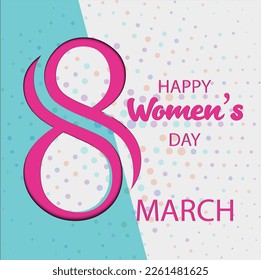 8 March Happy Women's Day Vector Illustration paper cut