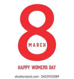 8 March. Happy Women's Day. Floral figure of eight. Mother`s day greeting card. Spring blossom illustration on white background. Seasonal holiday. Vector graphic. Flat design for card, postcard,poster
