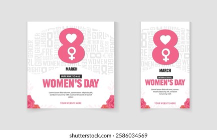 8 march happy Women's Day social media post banners template with flowers for online post and story
