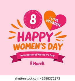 8 march happy women's day. campaign theme for international women's day on white background. Vector illustration  