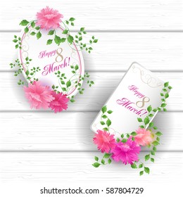 8 March Happy Women's day background with flowers