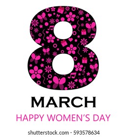 8 March - Happy Women's Day - Vector EPS Illustration Template