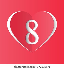 8 march. Heart. Vector Illustration