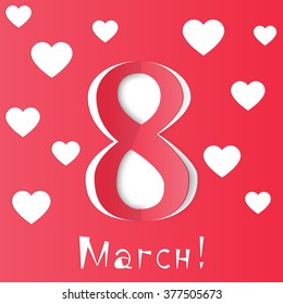 8 march. Hearts. Vector Illustration