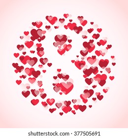 8 march. Hearts. Vector Illustration