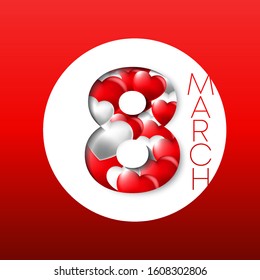 8 march, lot of hearts for women's day