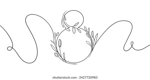 8 March holiday card decoration. Continuous one line drawing woman day design. Vector illustration