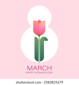 8 march holiday card design. Number 8 with flower. International women's day composition.