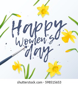 8 March holiday card. International Happy Women's Day. Trendy Design Template for newsletter, brochures, postcards, tickets, advertisements, banners. Vector illustration 