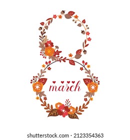 8 march illustrations set on transparent background