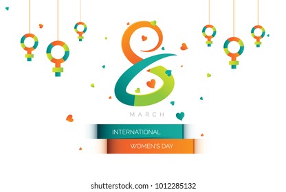 8 March International Women’s Day Background Template Design Illustration