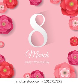 8 March International Women’s Day Card With Gradient Mesh, Vector Illustration