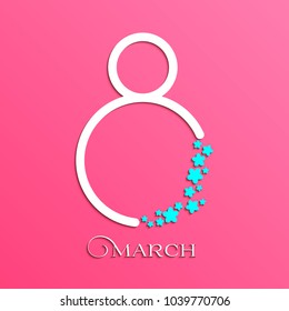 8 March. International women’s day greeting card. Vector illustration.