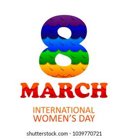 8 March. International women’s day greeting card. Vector illustration.