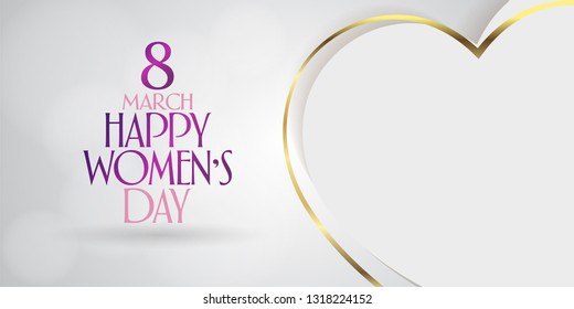 8 March. International Happy Women's Day Celebration. Billboard, Poster, Social Media, Story, Wishes Card, Greeting Card, Trendy Design Template. (TR: 8 Mart Dunya Kadinlar Gununuz Kutlu Olsun.) 