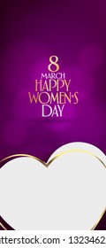 8 March. International Happy Women's Day Celebration. Billboard, Poster, Social Media, Greeting Card template.