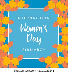 8 March. International happy women's day with flowers